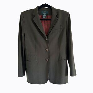 Vintage Lauren Ralph Lauren Blazer Jacket Sz 10P Olive Worsted Wool Equestrian
